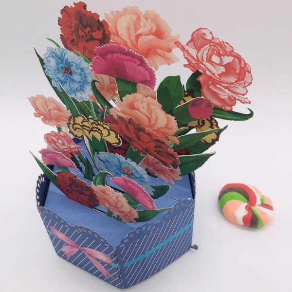 3D för Pop Up Mors Dag-kort Blommig blomma Tack-hälsningskort för mamma W