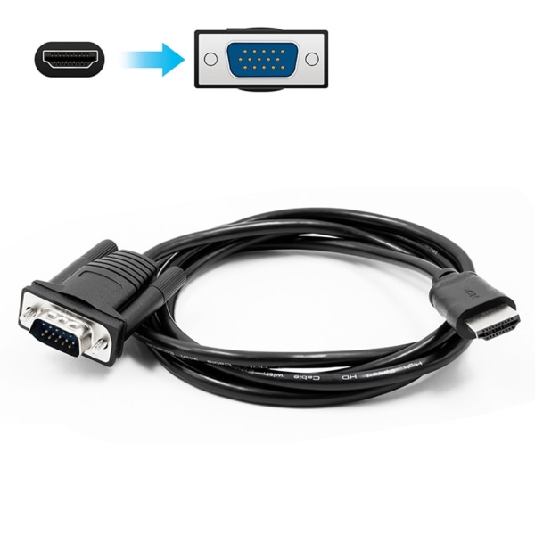 1,5 M HDMI-kompatibel kabel till VGA 1080P ljudadapterkabel HDMI-kompatibel till VGA-kontaktkabel