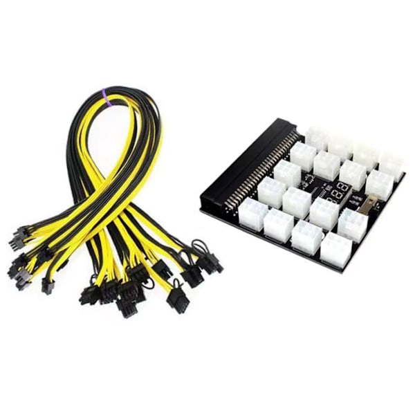 12V 64Pin Strömförsörjningsmodul Breakout Board + 17st 6Pin till 8Pin Strömkabel (valfritt) för HP 1200W 750W PSU för Grafikkort