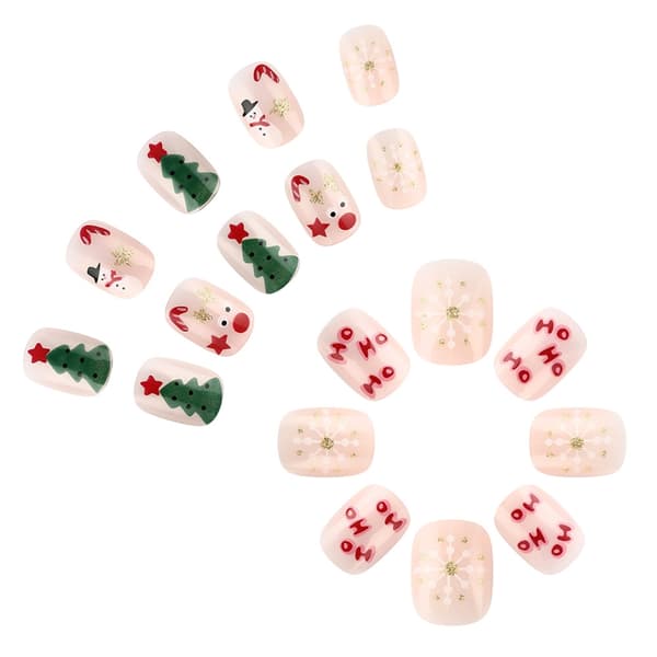 Jul-tema Heltäckande Lösnaglar Set Med Snöflinge- Och Träddesigner