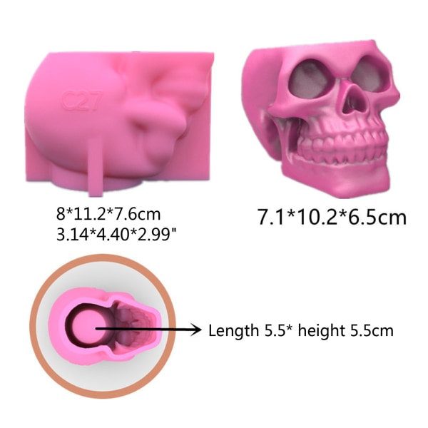 3D Skull Blomkruka Form Växtkruka Betonggips Mould