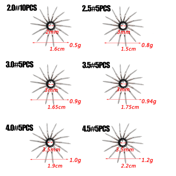 35 st rostfritt stål Multi-size bläckfisk Bläckfisk Jig Fiskedrag för Sharp Ho