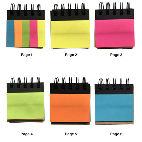 Farverig Sticky Note Hard Cover Memos Sticky Pad Notesblok til Studerende