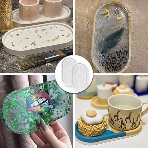 Coaster Resin Molds Silikonebakkeform Oval Epoxy Støbeform til gør-det-selv-håndværk