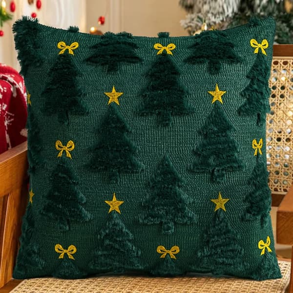 Jule Pillowcase 45x45cm Vaskbart Polyester Stof Juletræ