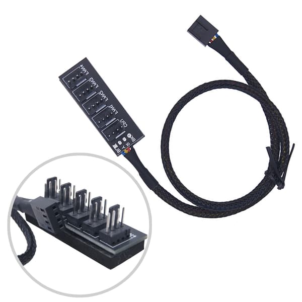 PWM-blæseradapter 5-vejs splitter til 4-pin computerbundkort blæsercontroller