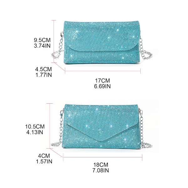 Glitter Evening Bag för kvinnor Bröllop Clutch Handväska Kedja Axelväska Liten Party Handväska Crossbody Bag Silver 1