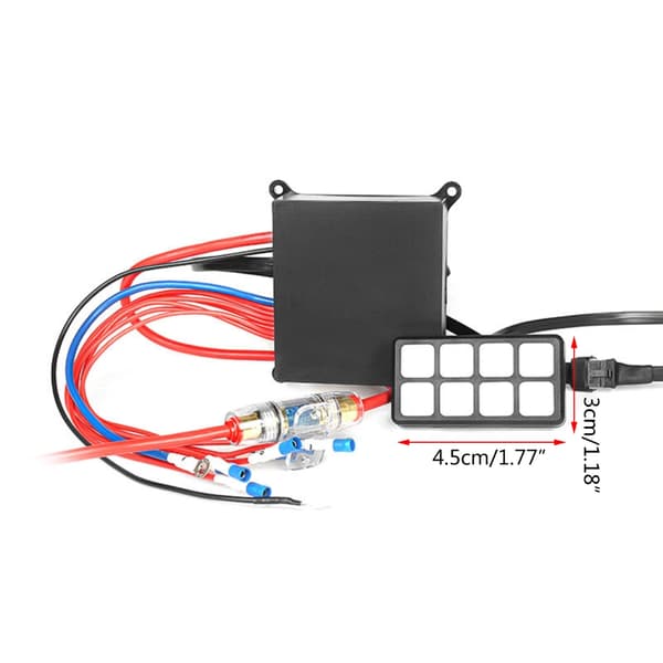 Touch Bryterpanel med 8-veis Bryterboks 12V/24V Kontrollreléer Auto Dimbar