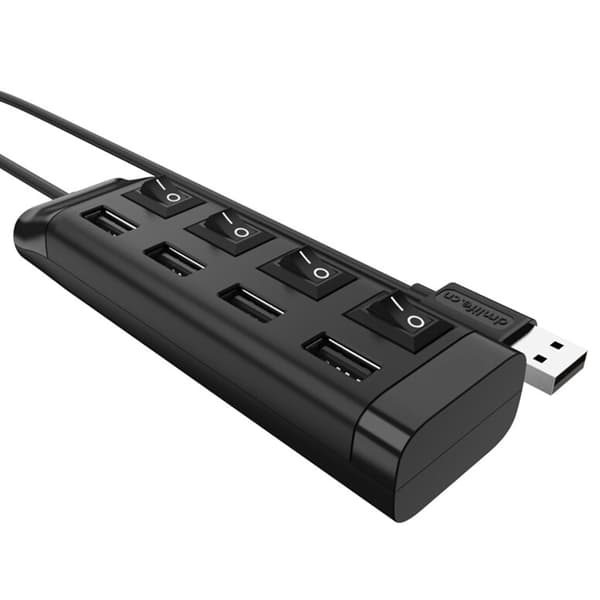 Universal USB-hubb 4 portar USB 2.0 splitteradapterkabel med strömbrytare