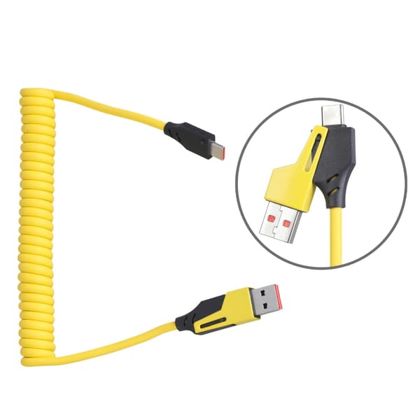 Snabb Typ C+USB till Typ C Utdragbar Data Synk Kabel Tråd 65W Laddning