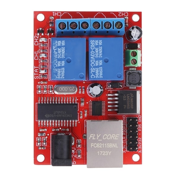 2 Way Relay Board Delay Switch TCP/UDP Controller Module LAN Ethernet-reläer