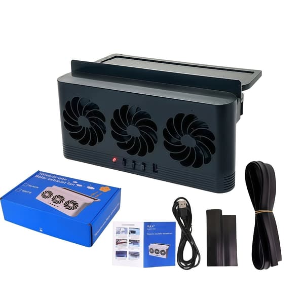 Automatisk ventilationsventilator solenergi luftcirkulation køling lugtfjernelsesventilator Black