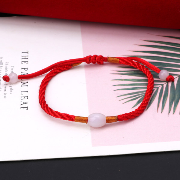 Fashion Chic Transfer Pärla Röd String Armband Amulett Justerbar Flätad Röd Rep Armband Present till pojkvän Flickvän