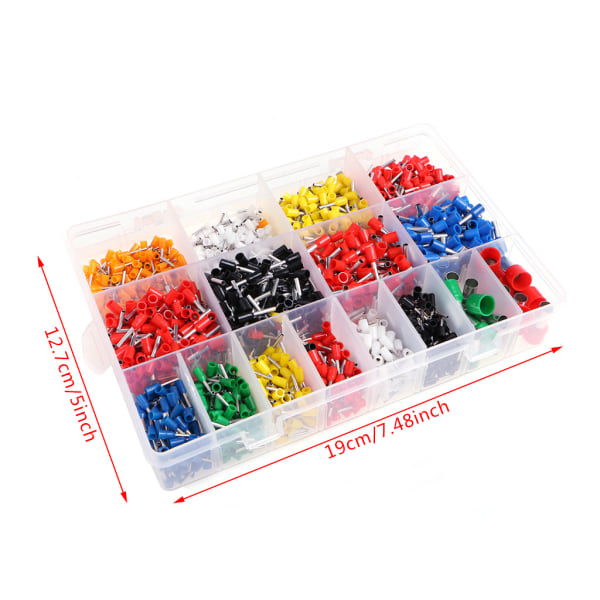 7 färg 6 värde 2120 st/lot Bootlace Ferrules kit set Wire Crimp Connector Isolerad sladd Pin End Terminal