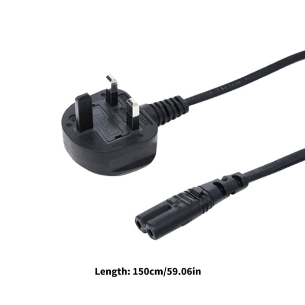 Britisk standard 2-pinners strømledning med 8-formede kontakter 1,5M for elektronikk