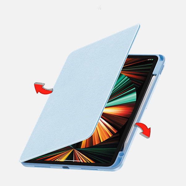 Full Body Tablet Skydd för Case TPU för Smart Cover med laddningspenna öppning 360° Rotation Auto Wake / Sleep i min Black