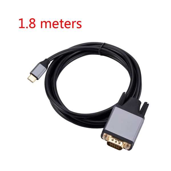 Metal Type C til VGA Konverter Type C til VGA Han Adapter 180cm Kabel
