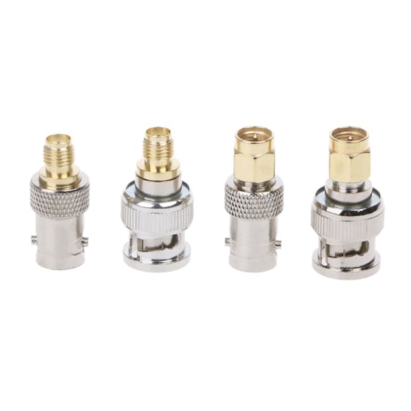 4 stk./sæt Konnektor BNC HAN Hun til SMA RP SMA Han Hun RF Konnektor Adapter Test Konverter Kit Sæt