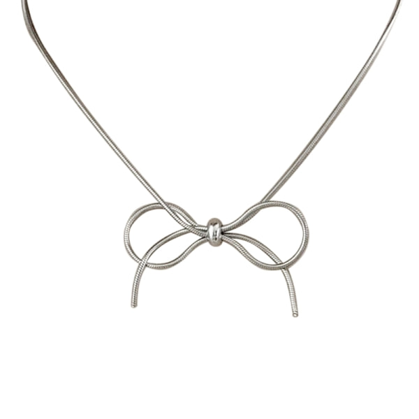 Elegant Bowknot Halsband Minimalistisk Rostfritt Stål Bowknot Nyckelbenskedja Fint Choker Smycke för Kvinnor Tjej Tonåring
