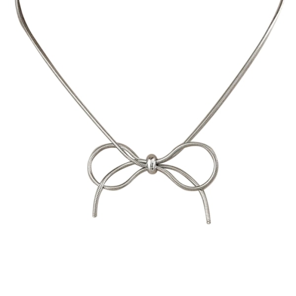 Elegant Bowknot Halsband Minimalistisk Rostfritt Stål Bowknot Nyckelbenskedja Snygga Choker Smycken för kvinnor Tjej Tonåring