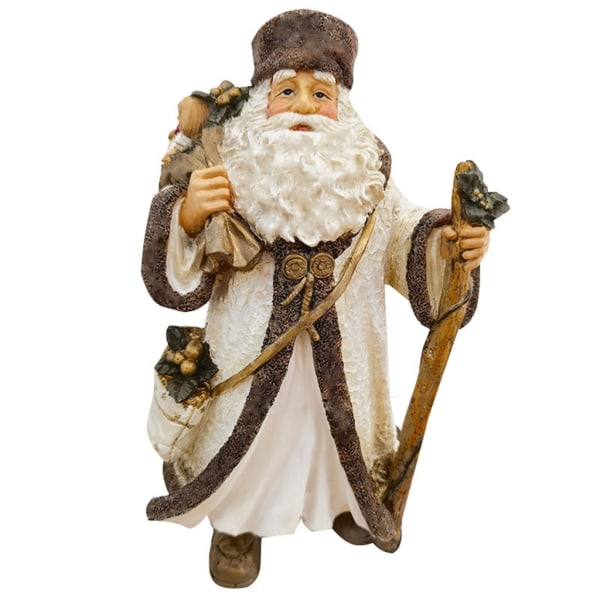Hvite Kapper Gammel Mann Ornamenter Julepynt Dukker Resin Skulptur for Bord Peiser Innendørs Hjemmedekorasjoner
