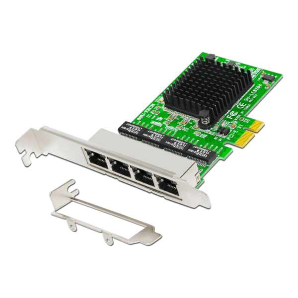 PCIE till 4 Port RJ45 Nätverkskort RJ-45 Ethernet Server Adapter 10/100/1000M Gigabit- LAN Adapter PCI-E X1 med Kylfläns