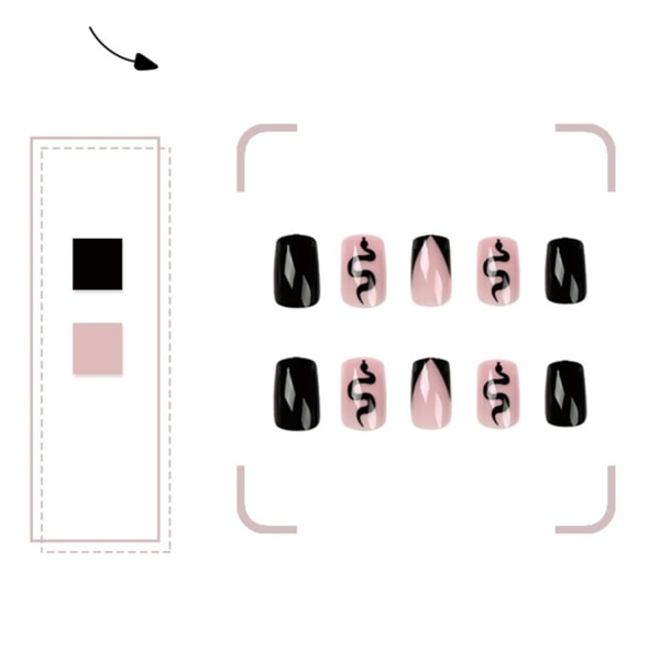 Black-Snake Pattern Press on Nails Löstagbart cover lösnaglar DIY Bärbara lösnaglar tips Present till kvinnor tjejer