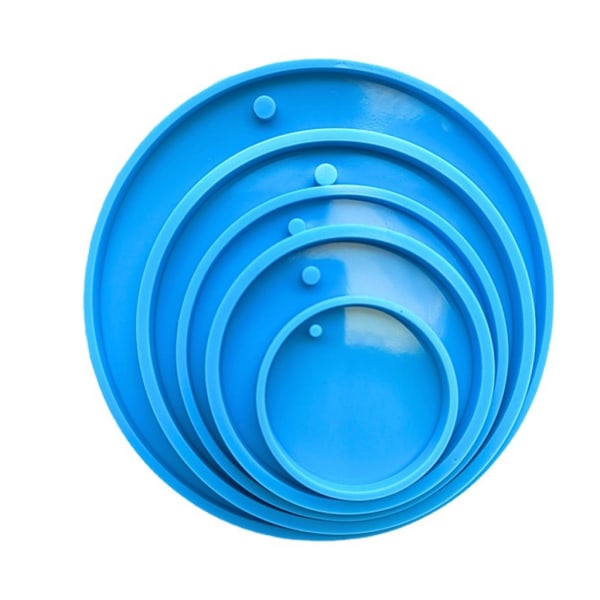 5x Molds i harts runda form Molds med hål Nyckelringstillverkning för gör-det-själv-hantverk