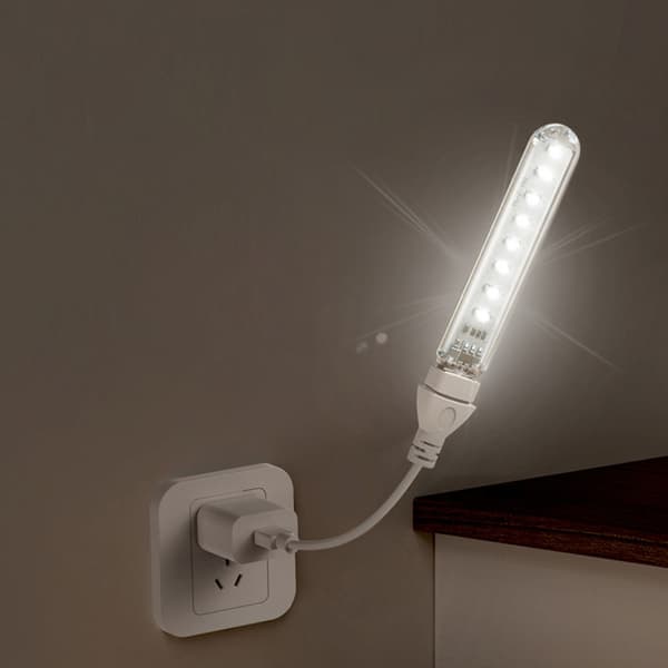 Klar PC Skrivebordslampe med 8 Lyse LED'er USB 5V Input til Natbrug