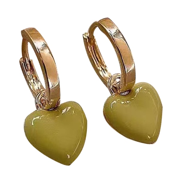Hjärta/fyrkantiga Dangle Örhängen Unik Charm Small Hoop Örhängen Modesmycken Enkla droppörhängen för kvinnor Flickor Green - Heart