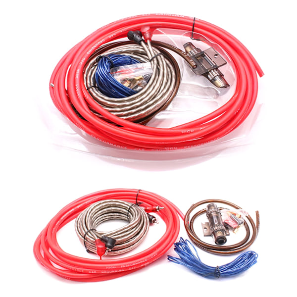 AMP Kabelfäste 8GA Bilkabeldragning Förstärkare RCA Strömkabel Kit