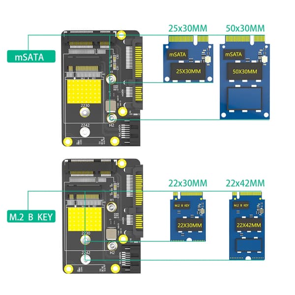 2 i 1 SATA3.0 Msata/M.2 SSD'er til Dobbelt SATA3 Computer Adapterkort