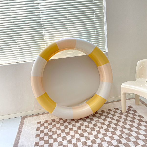 Uppblåsbar pool för barn Återanvändbar baby Bärbar liten pool Rund pool inomhus barnpool Beige 120