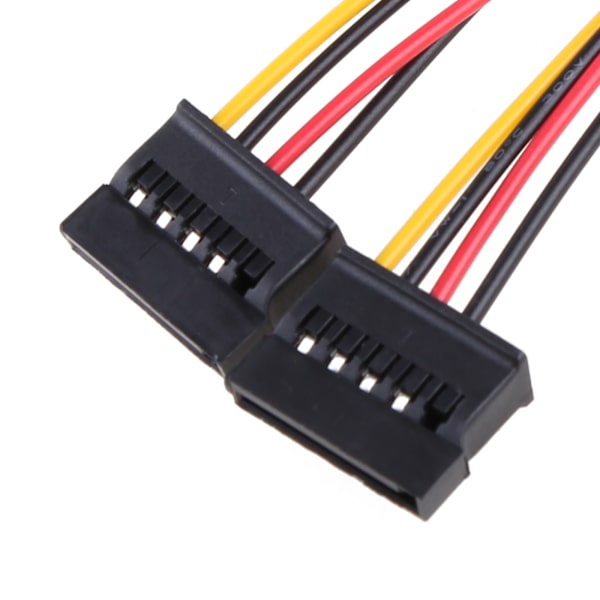 Serieport Sata 1 till 2 Splitter Power Dual Sata 15Pin Power Line till Large 4Pin IDE Power Cord Converter Extension