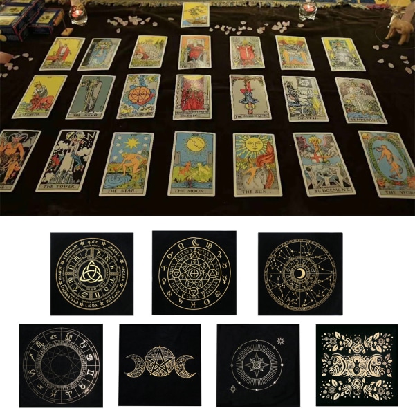 Fyrkantig form Pendel spådom Altare Bordsduk Brädspel Tarot Pad Rune Duk Astrologi Oracles Brädspelsmatta 13