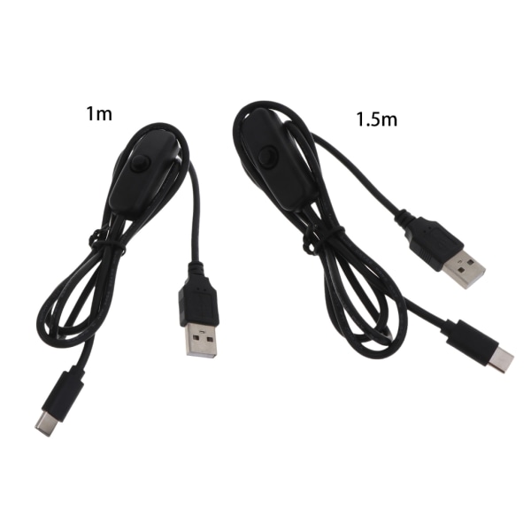 USB laddningskabel, USB A till USB C, USB Typ C-laddningskabel med ON/Off-brytare, för RaspberryPi 4B 1.5m