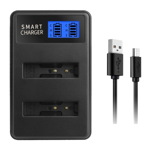 Bærbar LCD Micro USB-oplader til Olympus D750, SH21, SP800UZ, Batteri Praktisk Dobbelt Slot Oplader Erstatning
