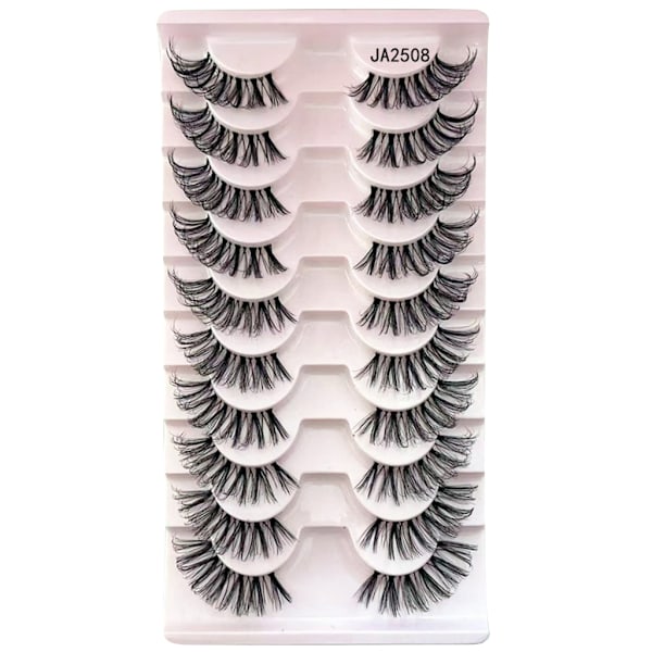 Halve Vipper Naturlig Look Wispy Cat-Eye Vipper 3D Løse Øyevipper Fluffy-Myke 10 Par Syntetiske Fiber Falske Vippesett