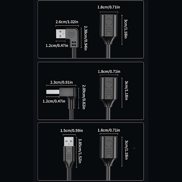 USB 3.0-förlängningskabel, höghastighetshane till honförlängningskabel för mus 0.5m Down