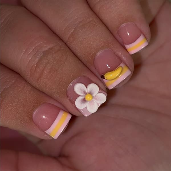 Daily Style Press On Manikyrset med Blomsterfrukt Franskt Tema