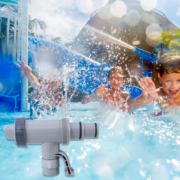 Poolslangadapter med kolvventiler och rörhållare för poolpumpsystem