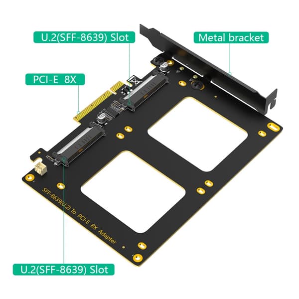 To SFF 8639 SSD'er til PCIe4.0 8X Interface Kort til Fleksibel Computer