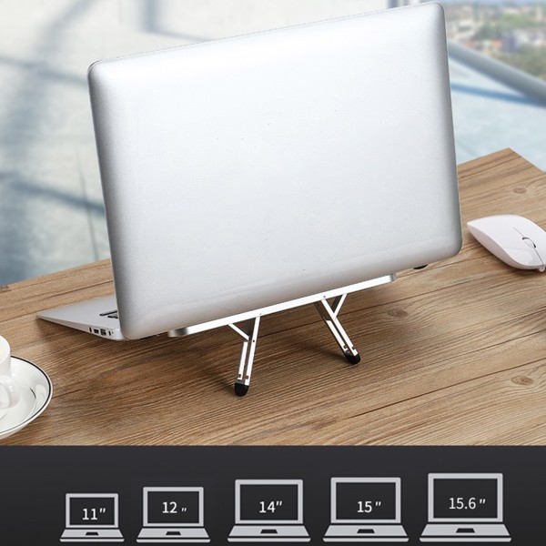 Stöd för bärbar datorstativ Tablettdyna Bärbar bärbar datorstativ Mini Riser Vikbar hållare Kylfäste för MacBooks Air Pro Silver