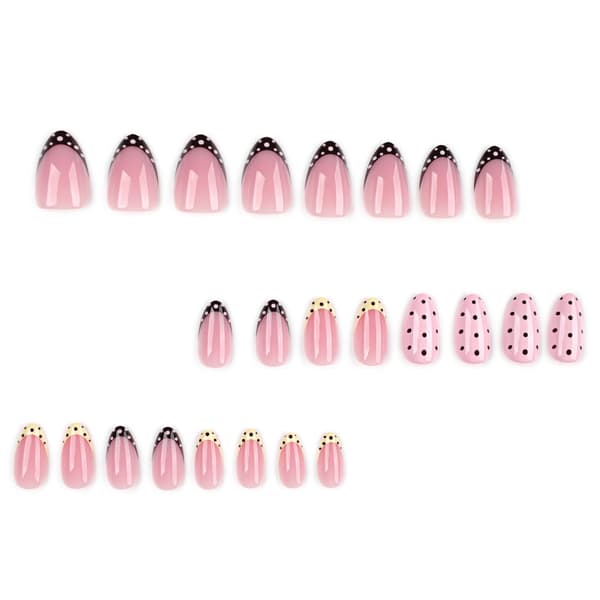 Mandel Press On Manicure Sæt med Blød Pink Base og Farvemix