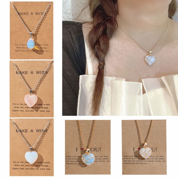 Kärlekshalsband Natursten Diamond Castle Halsband för tonårsflicka Mode Rose Quartz Heart Choker Smycken Flerfärgad null - 4