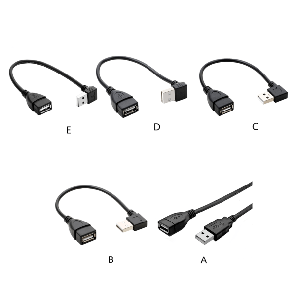 Usb2.0 förlängningskabel hane till hona USB datakabel Laddningssladd för hårddisk nätverkskortsanslutning Bend left