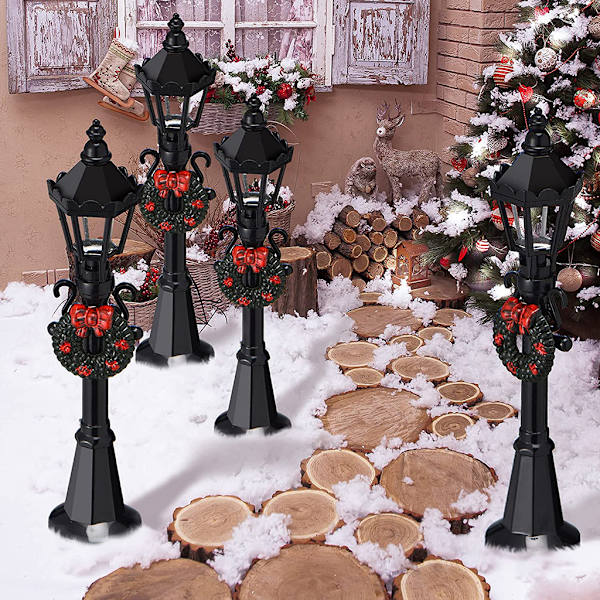 Jul Mini Gatulampa Skrivbordsdekorationer Miniatyrfigurer Julfigurer Dekorationer Dockhustillbehör
