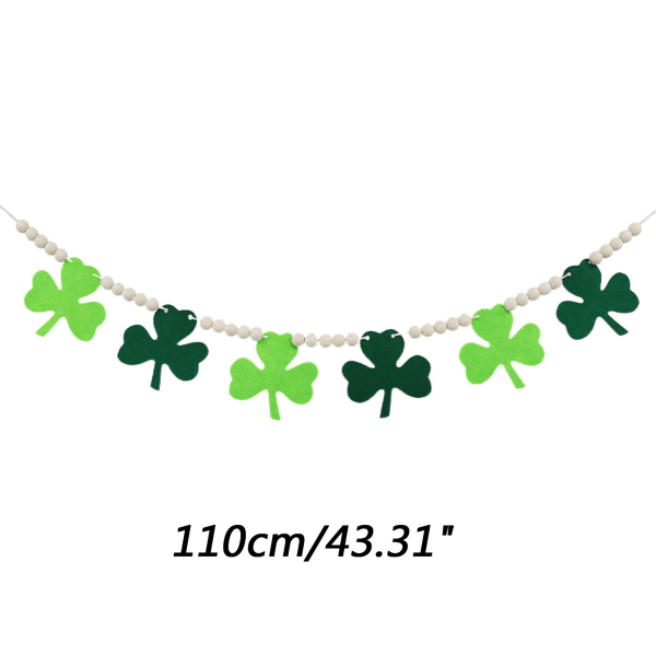Filt Shamrock Clover Garland för Banner Patrick's Day för Banner Decorations Bun