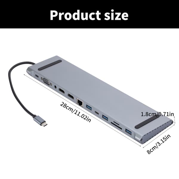 USB C-hubb, snabbladdning, snabb dataåtkomst för mobila datorer RJ45