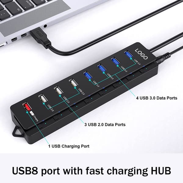 8 Port USB Hub USB 3.0 2.0 Hub Multi USB Port Hub USB Multiple Port Adapter